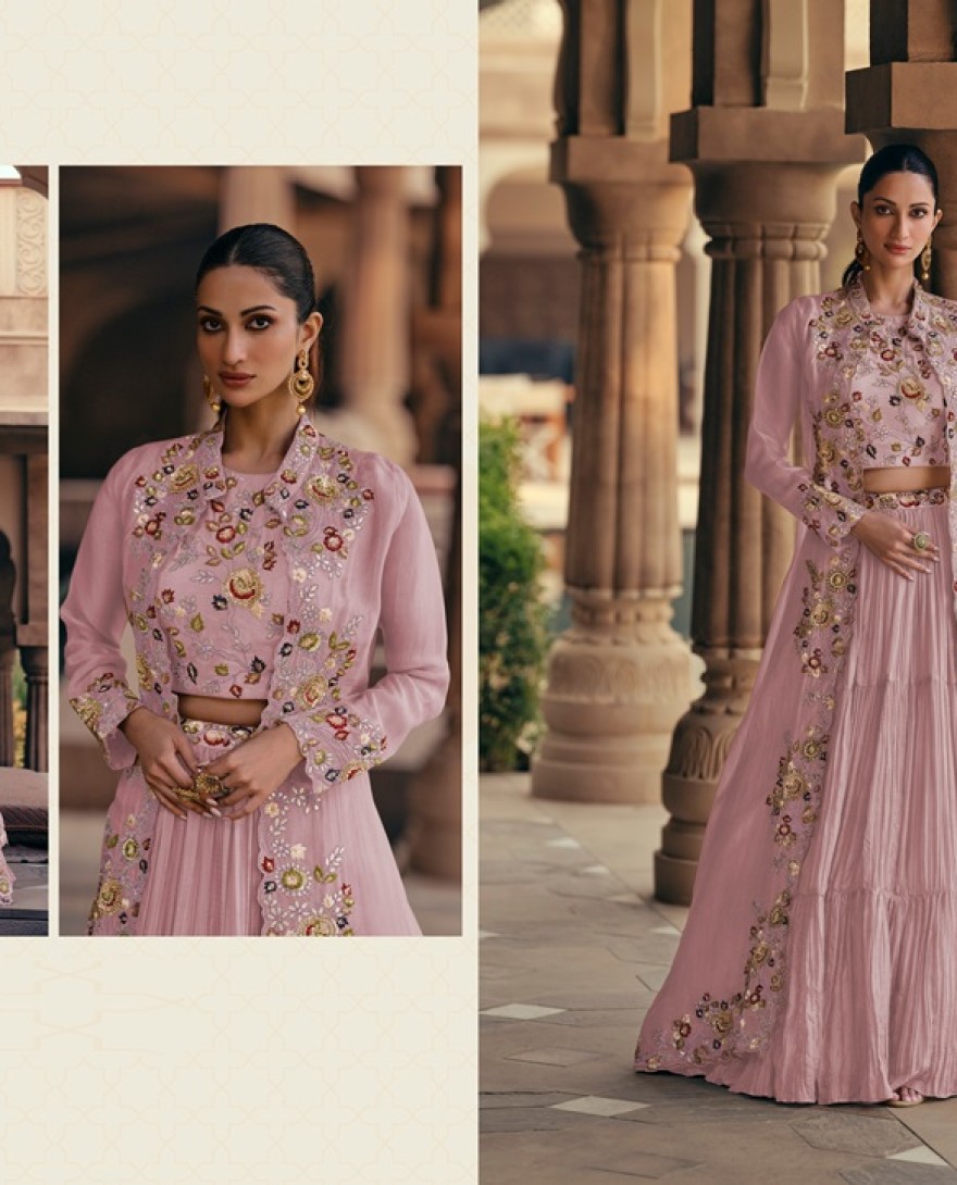 5532 B - PINK COLOUR LEHENGA WITH FANCY KOTI FRONT AND BACK EMBROIDERED